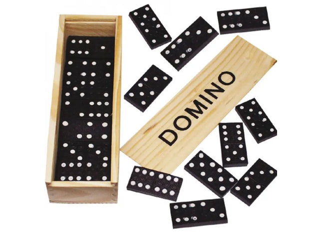 Holzkiste Domino Set 16x5cm mit Spielanleitung - Klassisches Spiel für unterwegs und zu Hause TK Gruppe® Grosshandel 
