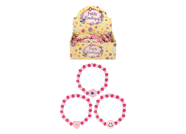 Holzperlenarmband, 16 cm, 3 verschiedene rosa Designs – trendiges Accessoire TK Gruppe® Grosshandel 