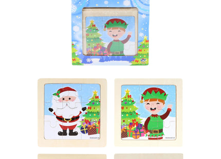 Holzpuzzle Weihnachten, 11 cm, 4 Motive, Festliches Lernspielzeug TK Gruppe® Grosshandel 