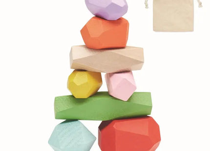 Holzsteine im Beutel DOLMEN - Beige: Kreatives Spielzeug für Kinder und Erwachsene TK Gruppe® Grosshandel 