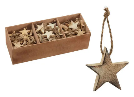 Holzstern-Anhänger, Natürliches Dekor, ca. 5cm Durchmesser TK Gruppe® Grosshandel 