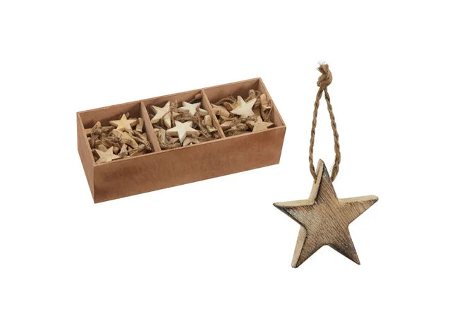 Holzstern-Anhänger, Natürliches Dekor, ca. 5cm Durchmesser TK Gruppe® Grosshandel 