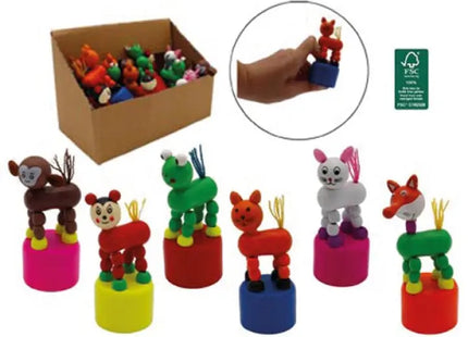 Holztiere gepresst, 10 cm, 6 Verschiedene Motive, inklusive Display TK Gruppe® Grosshandel 