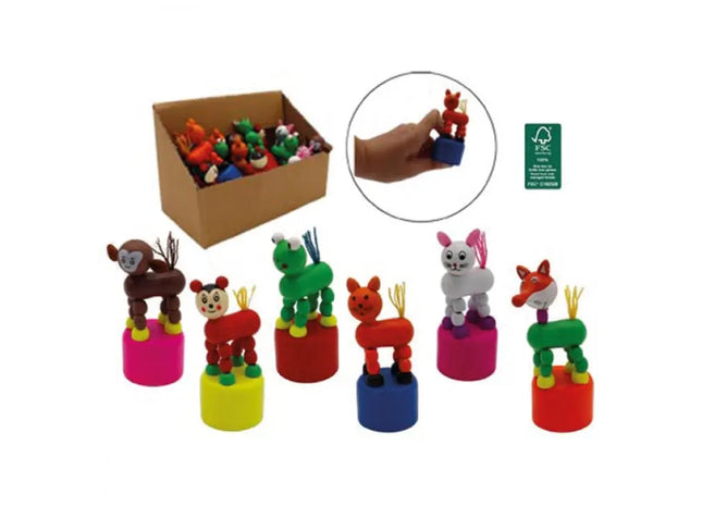 Holztiere gepresst, 10 cm, 6 Verschiedene Motive, inklusive Display TK Gruppe® Grosshandel 