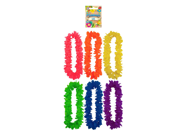 Hula-Lei-Kette, 100 cm, mit 9 cm Blumenblättern in 6 verschiedenen Farben – perfekt für Partys TK Gruppe® Grosshandel 