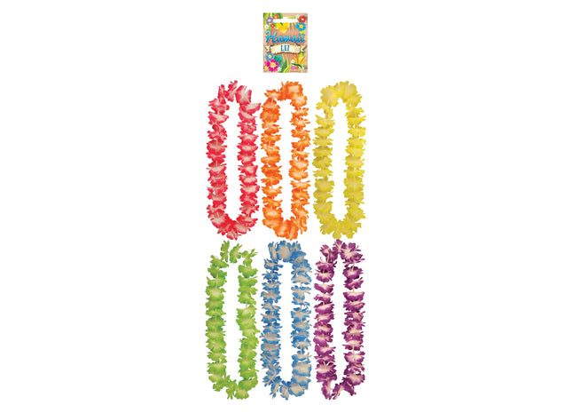 Hula Lei Kranz, 100 cm, 7 cm Blütenblätter, 6 verschiedene Farben, Partyzubehör TK Gruppe® Grosshandel 