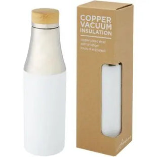 Hulan 540 ml Kupfer-Vakuum Isolierflasche mit Bambusdeckel - Weiß, Stilvoll und funktional TK Gruppe® Grosshandel 