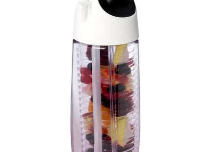 HydroFruit 700ml Sportflasche aus recyceltem Kunststoff mit Klappdeckel und Trinkhalm - Transparent TK Gruppe® Grosshandel 