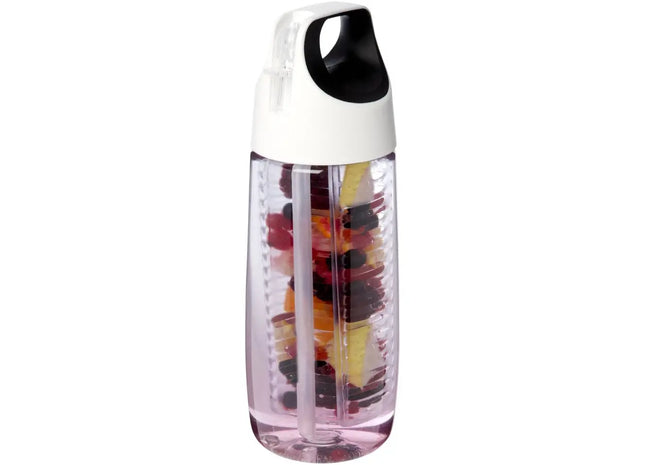 HydroFruit 700ml Sportflasche aus recyceltem Kunststoff mit Klappdeckel und Trinkhalm - Transparent TK Gruppe® Grosshandel 