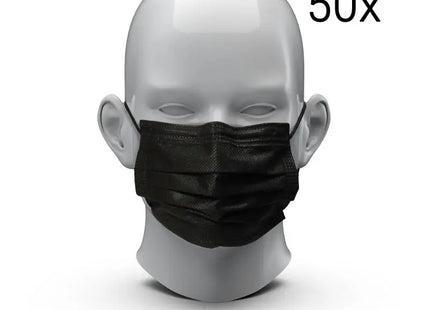 Hygienische Einweg-Gesichtsmasken, Medizinischer Schutz, 50 Stück, Schwarz TK Gruppe® Grosshandel 