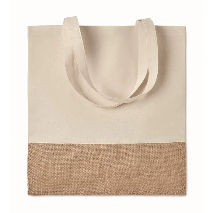 INDIA TOTE Einkaufstasche, Jutebesatz, strapazierfähig, beige TK Gruppe® Grosshandel