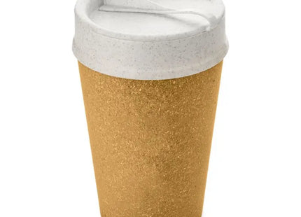 ISO TO GO Thermobecher 400 ml – natürliche Holzoptik & organisches Weiß für stilvolles Trinken TK Gruppe® Grosshandel 