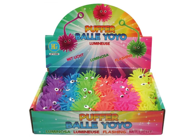 Illuminated LED Stress Relief Ball Jo Jo, 20x5cm, Display of 24 - Calming Light-Up Stress Toy TK Gruppe® Grosshandel 