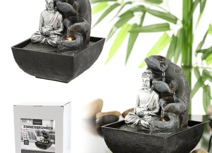 Illuminierter Zimmerbrunnen mit Buddha, ca. 17cmH - Entspannende Zen-Dekoration für Ihr Zuhause TK Gruppe® Grosshandel 