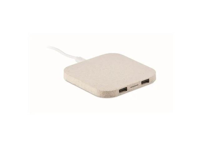 Induktive Ladestation mit USB-Hub UNIPAD+ - Beige - Kabelloses Ladegerät TK Gruppe® Grosshandel 