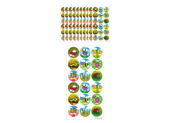 Insektenaufkleber, 2,5 cm, Packung mit 18 Blatt – farbenfrohe Insektenaufkleber zum Basteln und Dekorieren TK Gruppe® Grosshandel 