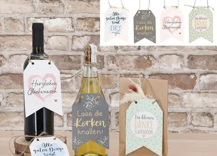 Inspirierende Wimpel Geschenkanhänger mit Sprüchen, 4er-Set, ca. 9x14 cm TK Gruppe® Grosshandel 