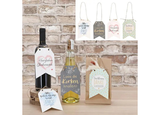 Inspirierende Wimpel Geschenkanhänger mit Sprüchen, 4er-Set, ca. 9x14 cm TK Gruppe® Grosshandel 