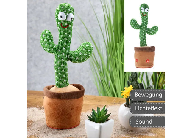 Interaktiver Singender und Tanzender Kaktus, 30cm Hoch, Spielzeug TK Gruppe® Grosshandel 