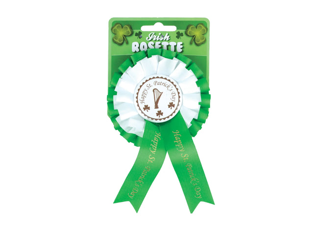 Irisches St. Patrick's Day Rosettenabzeichen, traditionelles grünes Kleeblatt-Design TK Gruppe® Grosshandel 