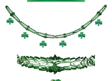 Irish Glücksklee Hängedeko, Folie, Holografisch, 2,74M – Partydeko & Raumdekoration TK Gruppe® Grosshandel 