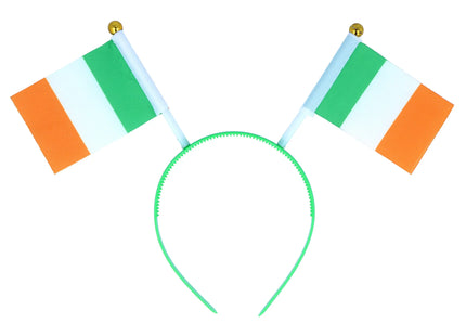 Irland Flagge Stirnband, 9cm x 6cm, Nationalfarben Grün-Weiß-Orange, Unisex TK Gruppe® Grosshandel 