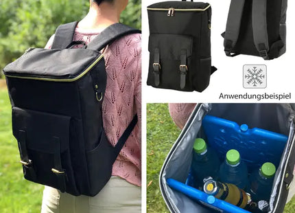 Isolierter Thermo Rucksack 20L - Schwarz - Thermo-Kühltasche für Outdoor-Abenteuer und Picknicks TK Gruppe® Grosshandel 