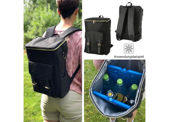 Isolierter Thermo Rucksack 20L - Schwarz - Thermo-Kühltasche für Outdoor-Abenteuer und Picknicks TK Gruppe® Grosshandel 