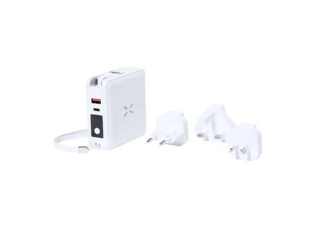 Joks Multifunktionaler Reiseadapter mit integrierter Powerbank - Weiß TK Gruppe® Grosshandel 
