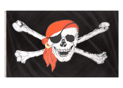 Jolly Roger Piratenflagge mit Schal 5 Fuß x 3 Fuß – große, langlebige Flagge für draußen und drinnen TK Gruppe® Grosshandel 