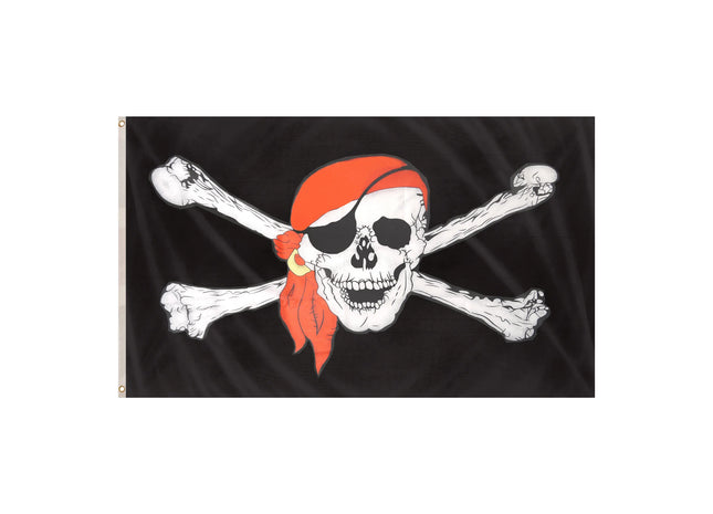 Jolly Roger Piratenflagge mit Schal 5 Fuß x 3 Fuß – große, langlebige Flagge für draußen und drinnen TK Gruppe® Grosshandel 