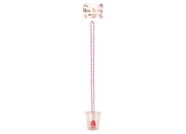 Junggesellenabschied-Schnapsglas „Willy“ mit 90 cm langer Perlenkette TK Gruppe® Grosshandel 