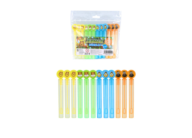 Jungle Bubble Party Tube 4ml, 10,5cm - 4Er Set Kindergeburtstag & Partyspiele TK Gruppe® Grosshandel 