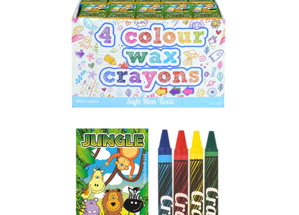 Jungle Kreidewachs, 4 Stück, 8 cm in Box – Buntes Kreideset für Kinder TK Gruppe® Grosshandel 