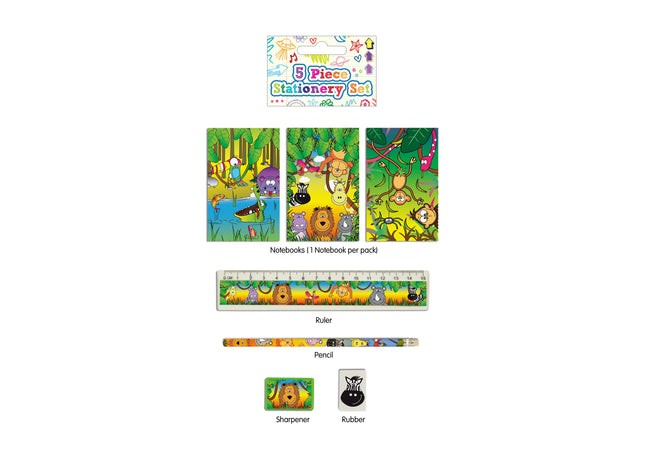 Jungle Letterwork Set, 5-teiliges Schreibset Mit Tiermotiven – Ideal für Kinder & Schulbedarf TK Gruppe® Grosshandel 