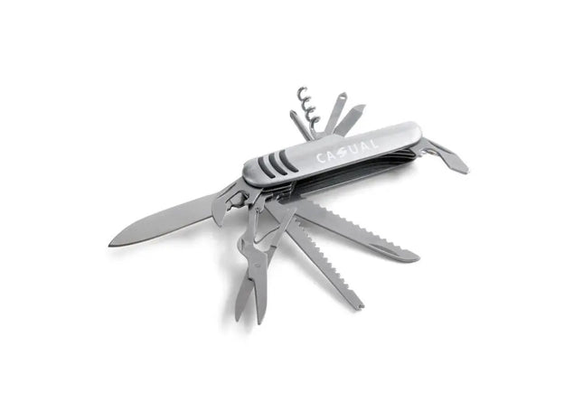 KAPRUN Multifunktions-Taschenmesser aus Edelstahl und Metall - Satinsilber, robust und vielseitig TK Gruppe® Grosshandel 