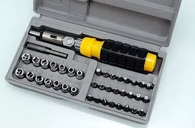 KRAFT-GRIFF SCHRAUBENDREHERSATZ ;Pro Qualität Kraft-Griff Schraubendreher-Set: Ergonomisches Schraubenzieher-Kit mit Ratsche, Phillips, Torx und Inbus - 25-teiliges Toolkit in praktischem Tragekoffer TK Gruppe® Grosshandel 