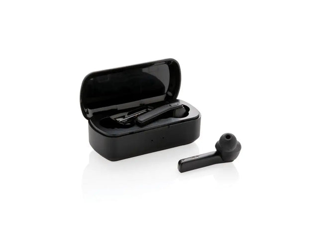 Kabellose Free Flow TWS Ohrhörer mit Ladebox - Schwarz Drahtlose Earbuds mit Ladestation TK Gruppe® Grosshandel 