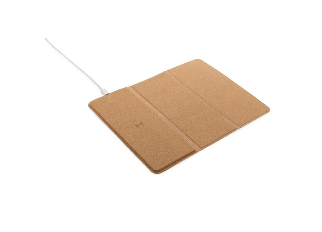 Kabelloses 10W Mauspad aus Kork mit Ladefunktion & Halterung - Braun TK Gruppe® Grosshandel 
