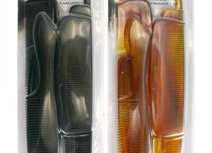 Kamm-Set, 6 Stück, in Hornoptik oder Schwarz, auf Karte präsentiert TK Gruppe® Grosshandel 