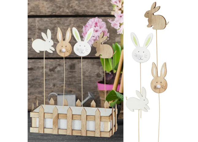 Kaninchen Pflanzstäbe, Einfaches Design, 4er Pack, ca. 30cm - Deko für den Garten TK Gruppe® Grosshandel 