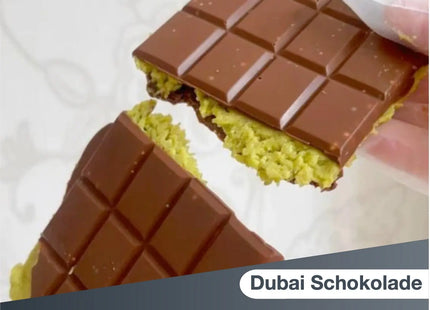 Dubai Schokolade 100 Gramm - Kadayif/Kanufa & Pistazie - Vollmichschokolade nach arabischen Rezept TK Gruppe® Grosshandel