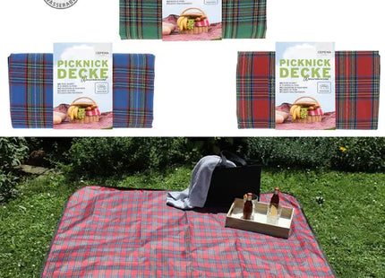 Karierte Picknickdecken im 3er-Set, Faltbar, 150x130 cm, für Draußen TK Gruppe® Grosshandel 