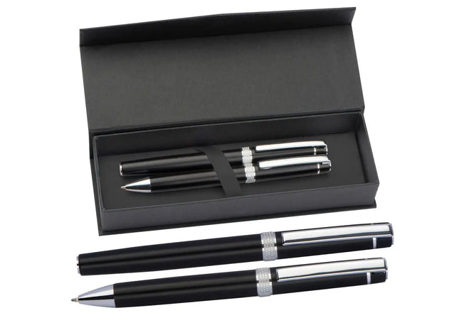 Karlovac Metall Schreibset in Schwarz - Elegantes Designer-Büroset TK Gruppe® Grosshandel 