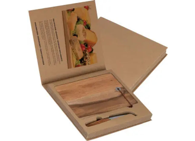Käsegenuss-Set: Elegantes Holzbrett mit Käsemesser in Braun TK Gruppe® Grosshandel 