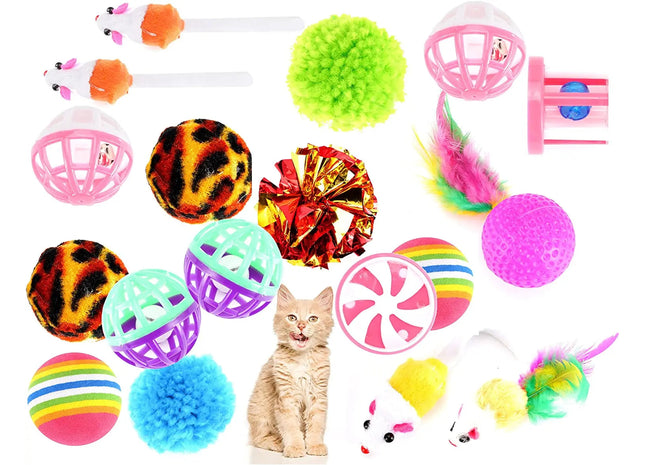 Katzenspielzeug Set - Spielzeug für div. Katzen zur Beschäftigung & Selbstbeschäftigung Maus - Spiel & Spaß mit dem Haustier