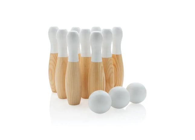 Kegelspiel-Set aus Holz - Braun: Klassisch, Robust, Familienspaß TK Gruppe® Grosshandel 