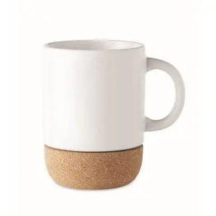 Keramikbecher Subli mit Kork SUBCORK - Weiß, Hochwertiger Becher, Personalisierbar, Stilvolles Design TK Gruppe® Grosshandel 
