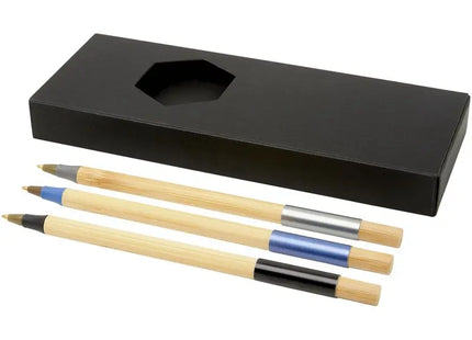 Kerf 3-teiliges Bambus-Stiftset in Schwarz-Natur: Stilvoll und Ökologisch TK Gruppe® Grosshandel 