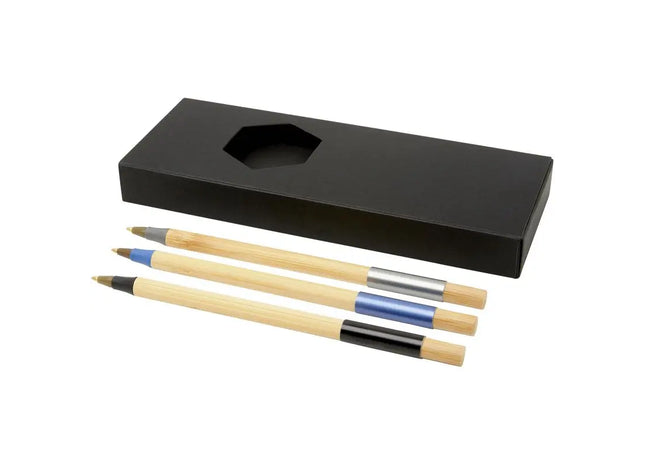 Kerf Bambus-Stiftset, 3-teilig, Schwarz-Natur - Öko-Schreibset TK Gruppe® Grosshandel 